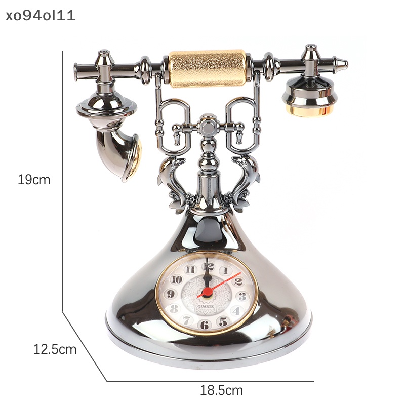 Xo Jam Alarm Model Telepon Retro Ornamen Desktop Timekeeper Kreatif Untuk Dekorasi Meja Samping Tempat Tidur Kamar Rumah OL