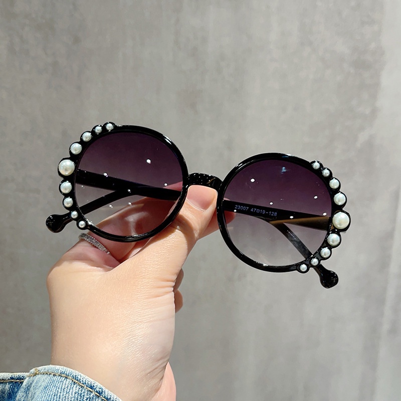 (YUZHU) Mutiara Anak-Anak Kacamata Hitam Vintage Fashion Bingkai Bulat Warna Permen Kerai Sunglasses