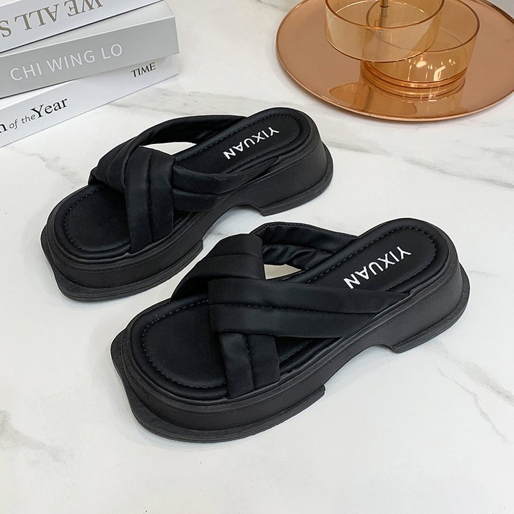 COD Sneakersdaily 666 Sandal Wedges Slip On Wanita High Quality Synthetic Premium