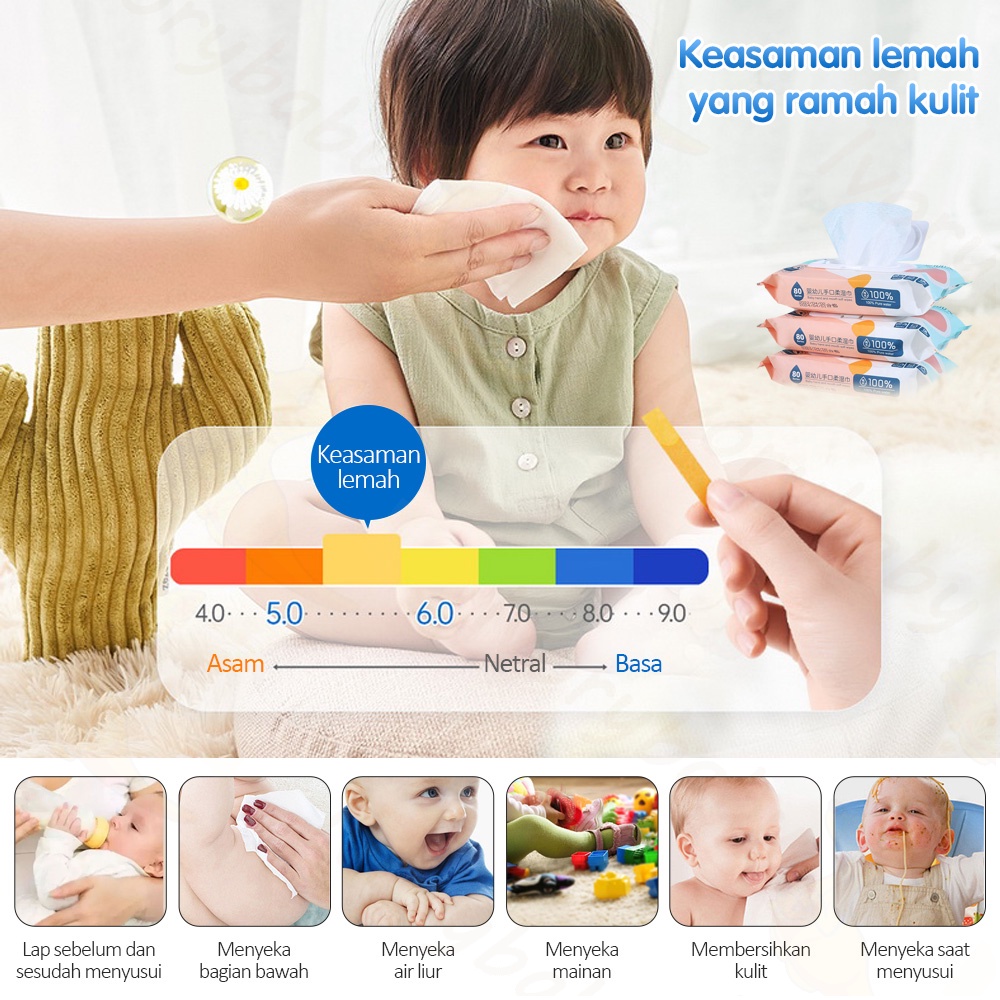 Ivorybaby Tissue Basah bayi pure gentle baby wipes antibacterial 80 sheets