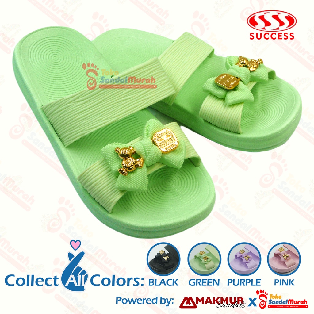 Toko Sendal Murah - Sandal Wanita Ban 2 Uk 36 - 40 / Sandal Karet Hiasan Pita / Sandal Slop Wanita Santai / Sandal Flat Tanpa Hak [ Toko Sendal Murah SS 2302-1]