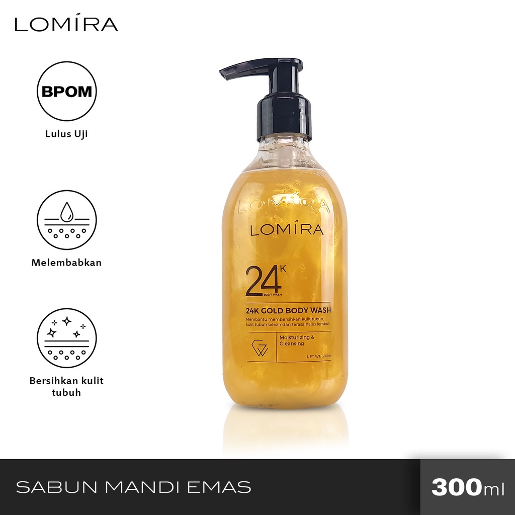 Lomira Sabun Mandi Emas 300Ml 24K Gold Wash Bpom Lom-2