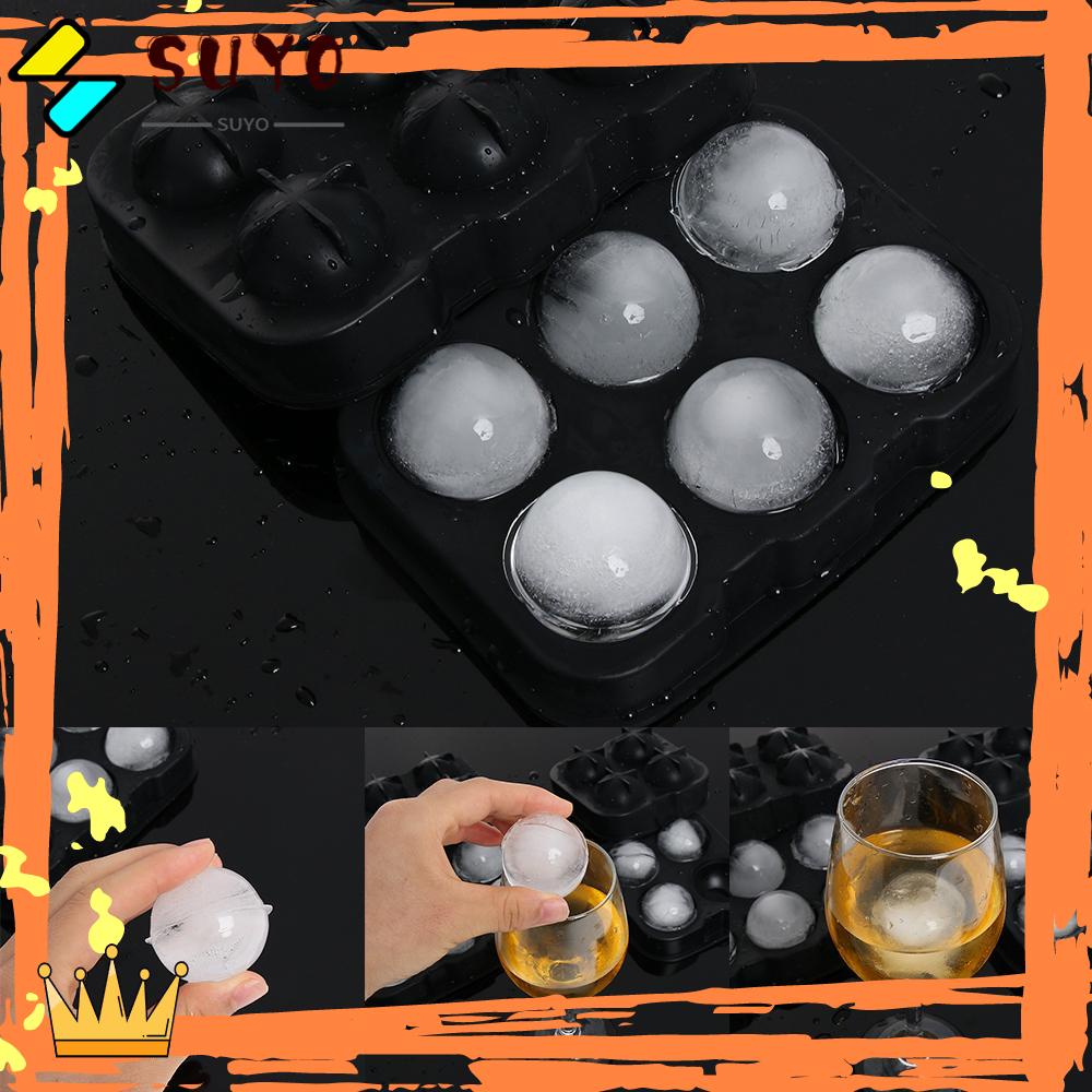 Suyo 4 /6 Grids Ice Ball Cube Tray Alat Baking Cocktails Whisky Cetakan Silikon