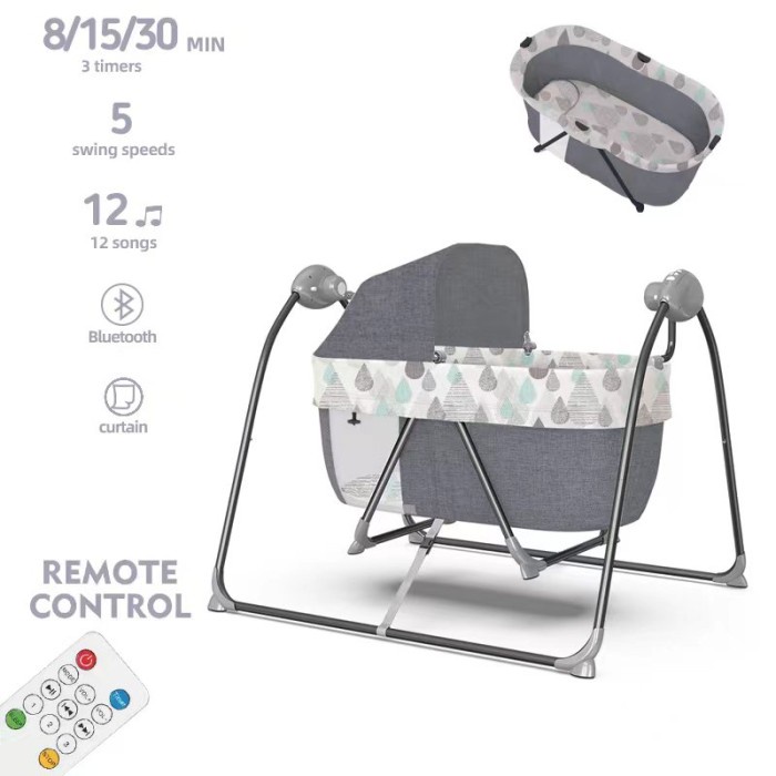 BABYBOSS BS-701 Ayunan Bayi Elektrik Otomatis Baby Swing Bed Ranjang - BS-701, Gray