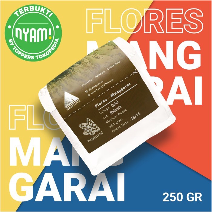 

N.E.W Roasted Bean Premium Robusta Natural Tuang Coffee 250gr - Biji Kopi.