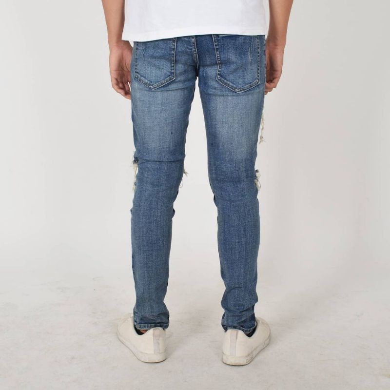 Weird Jeans   - Blue Chess - Celana Jeans Pria Skinny Slimfit Ripped Jeans