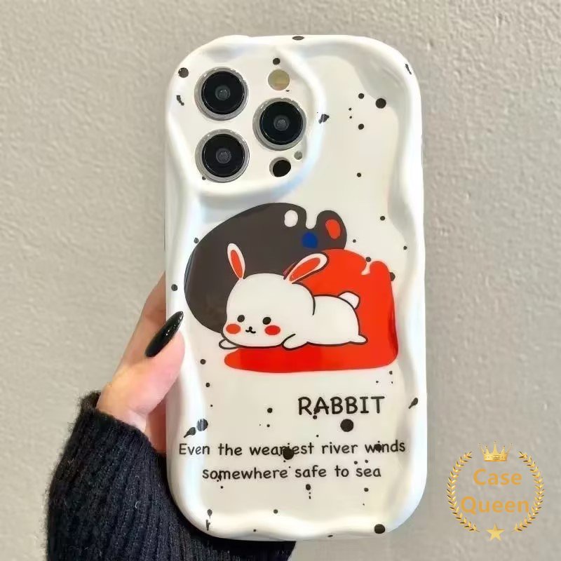 Bunga Tulip Segar Hijau Roti Bakar Roti 3D Wavy Curved Edge Glossy Case Untuk Redmi A1 9C NFC 9C 10A 10 A2 9A Redmi Note 11 8 9 11s Bunga Lukisan Cat Minyak Kelinci Lucu Love Heart Cover