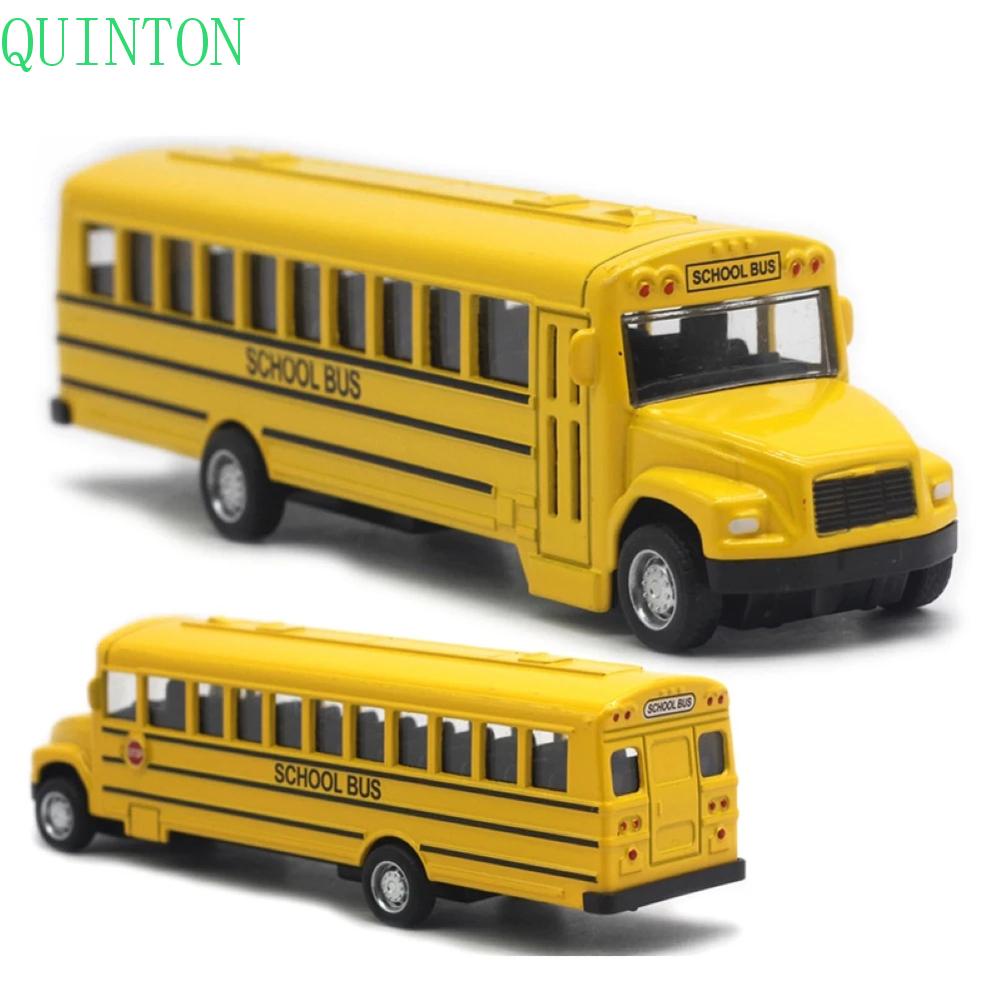 Hadiah Ulang Tahun Model Bus Sekolah QUINTON Untuk Anak1 /64 Inertial Alloy Mainan Anak Laki-Laki Simulasi Kendaraan