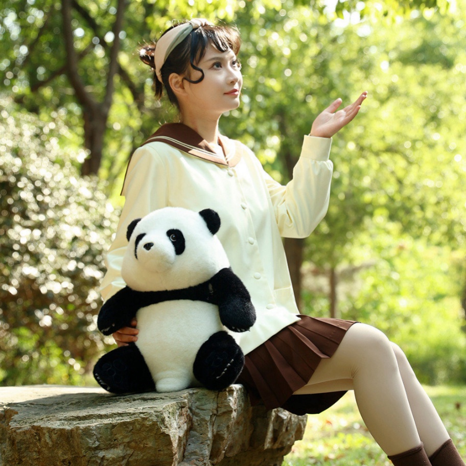 [IN Stock]40cm Indah Simulasi Panda Huahua Boneka Plush 5bulan Boneka Mewah Boneka Lembut Hidup Nyata Panda Mainan Mewah Ulang Tahun Natal Bayi Hadiah Mainan Untuk Anak-Anak