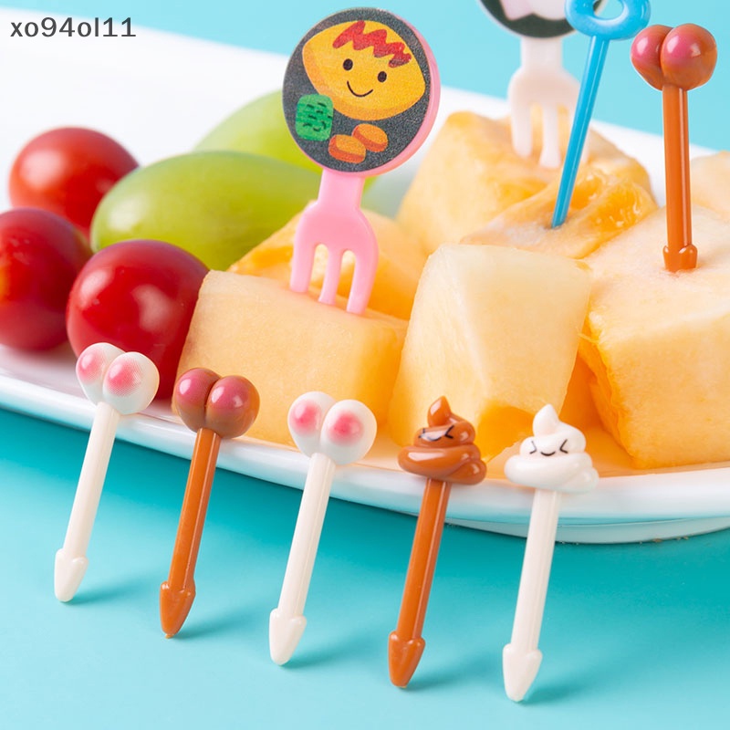 Xo Kartun Buah Garpu Set Memutar Pesta Prasmanan Dessert Makanan Cocktail Sandwich Stick OL