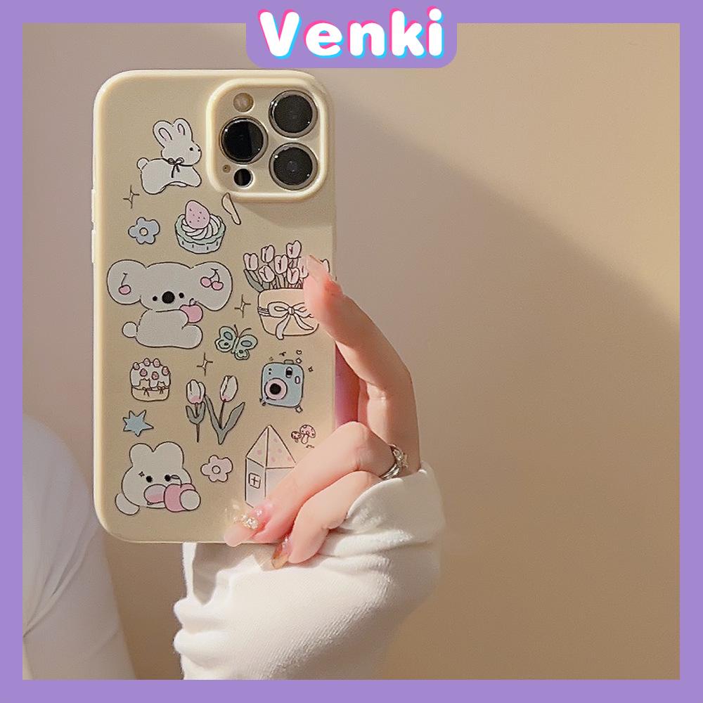 Venki - Untuk Iphone11 iPhone Case Cream Glossy Film TPU Lembut Shockproof Fase Penutup Perlindungan Cute Koala Park Kompatibel Dengan Iphone14 13 Pro max 12 Pro max xr xs max 7Plus 8Plus