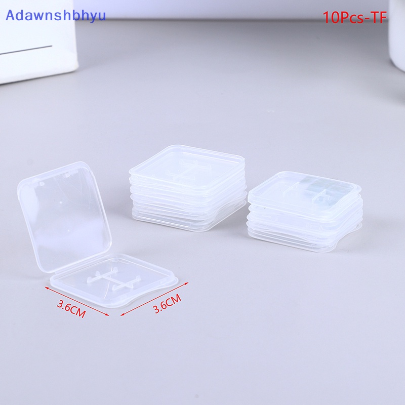 Adhyu 10Pcs Transparan SD TF CF Memory Card Storage Box Holder Kotak Pelindung Case ID