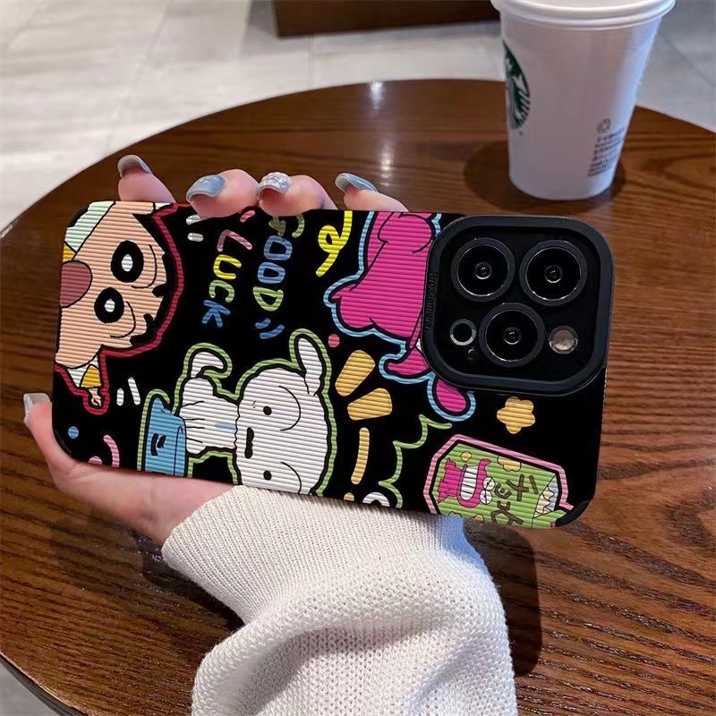 All New So Cute Crayon Shin-chan Leather Soft Case IPhone 7 Plus 8 Plus X XS XR XS Max 11 13 12 14 PRO Max 14 Plus SE Mini Phone Case Girl Girl Women's Fashion