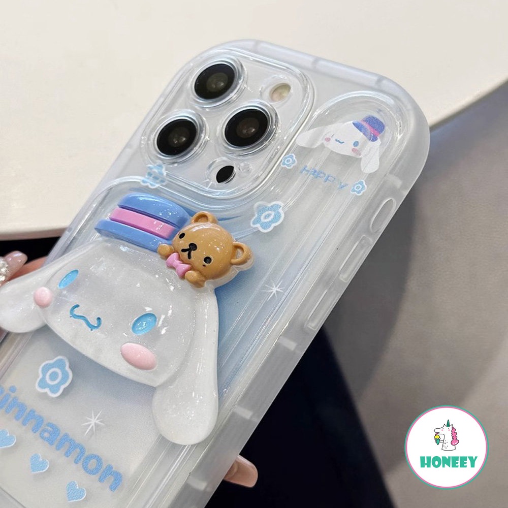 Casing Ponsel Cinnamoroll Stereo Kartun Lucu Untuk iPhone 14 Pro Max13 12 11 Pro MAX XR XS Max8 7Plus Transparan Full Cover Airbag Cover Pelindung