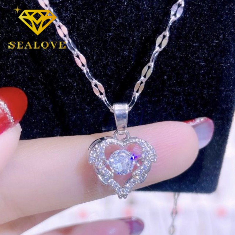 Kalung Titanium Wanita Hati Berlian Emas 18K Anti Karat Aesthetic Mewah Korea Fashion Aksesoris Perhiasan