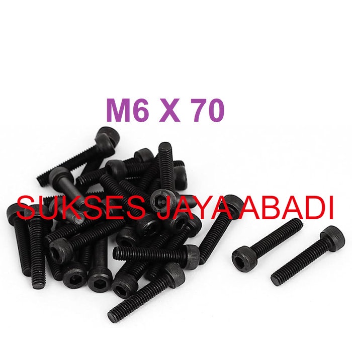 BAUT L M6 X 70 BAJA HITAM GRADE 12.9 / HEX SOCKET HEAD CAP SCREW M3 M4 M5 M6 M8 M10 M12 M14 M16 M18 