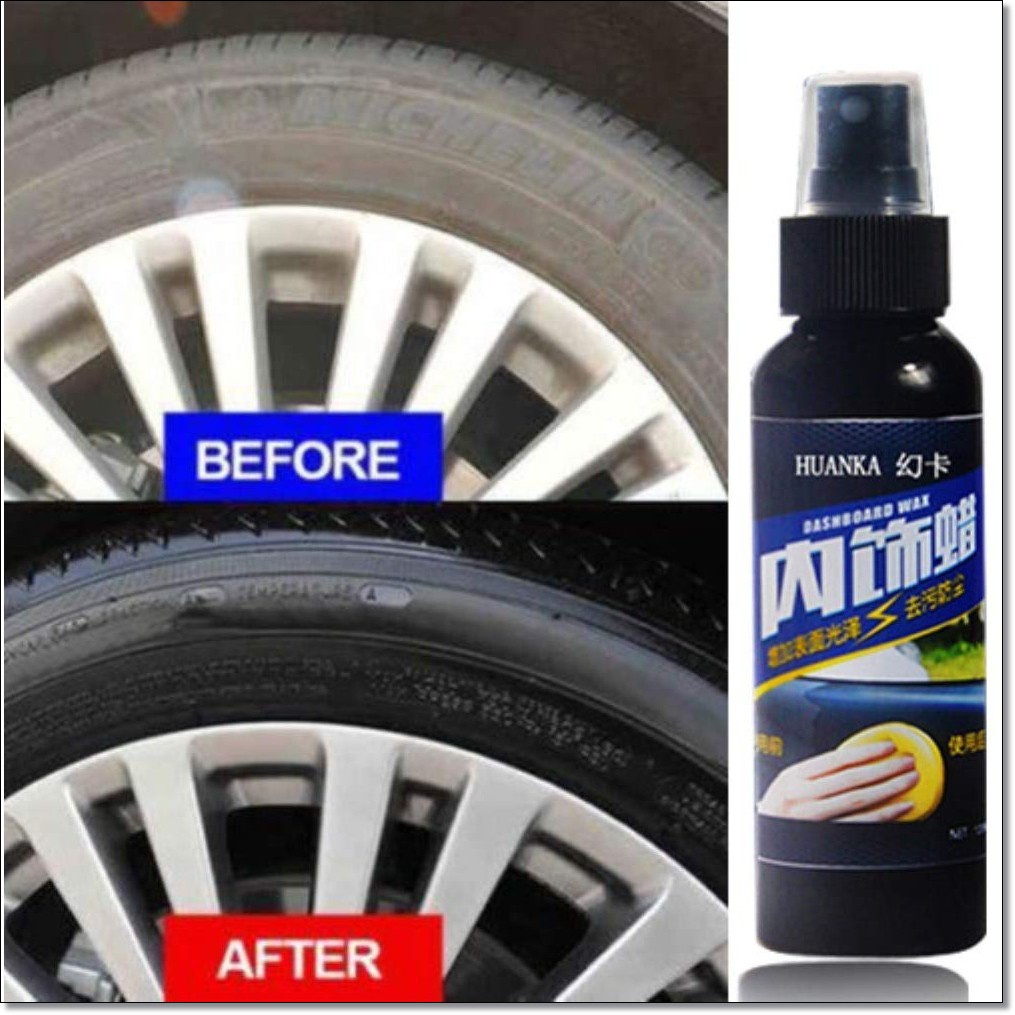 HUANKA Semir Ban Jok Car Tire Wheel Dashboard Waxing Cleaner 120ml - HK120