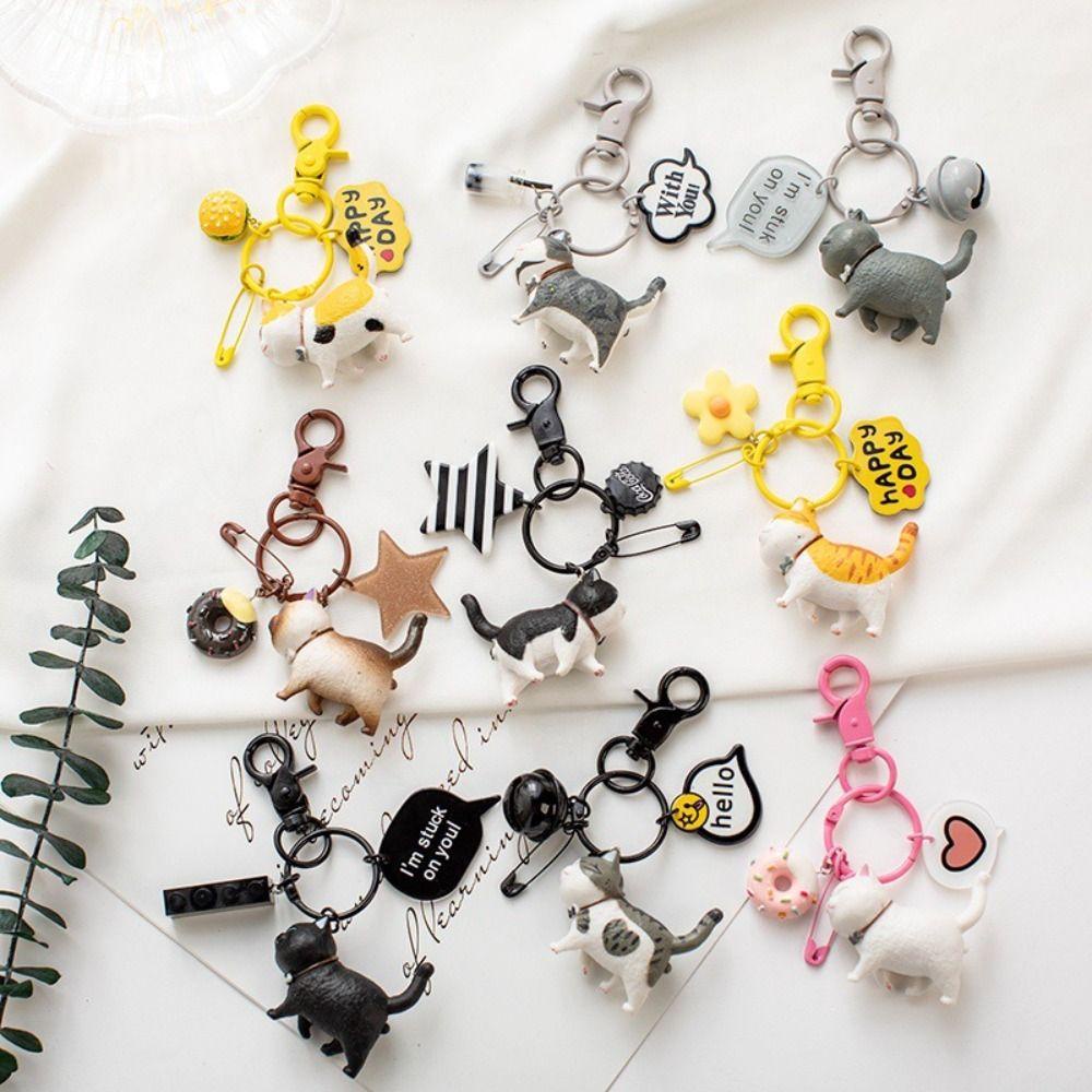 Lanfy Gantungan Kunci Kucing Kartun Hewan Key Chain Cat Kitten Car Key Holder Untuk Hadiah DIY