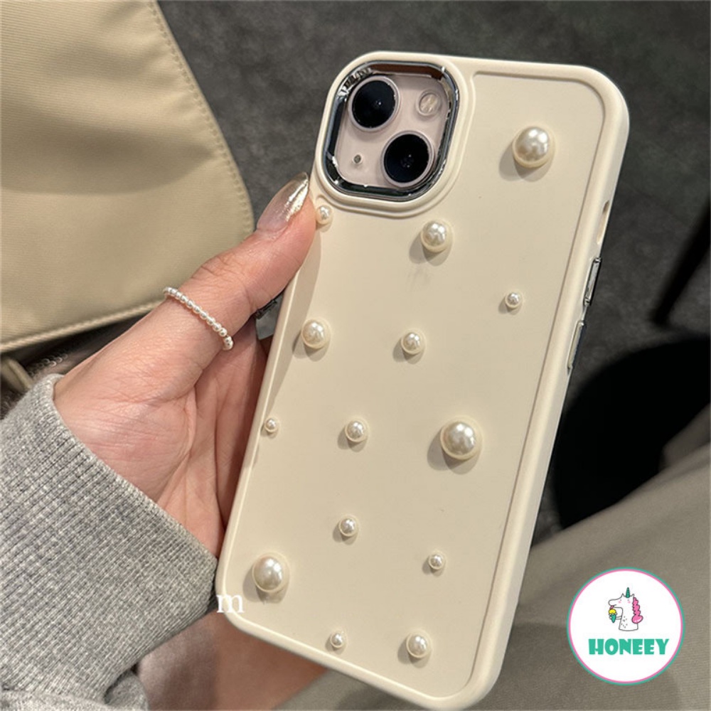 IPHONE Casing Ponsel Lensa Plating Mutiara 3D Mewah Korea Untuk Iphone14 11 12 13 Pro MAX X XR XS Max11 14 7 8plus Anak Perempuan Lucu Cover Pelindung