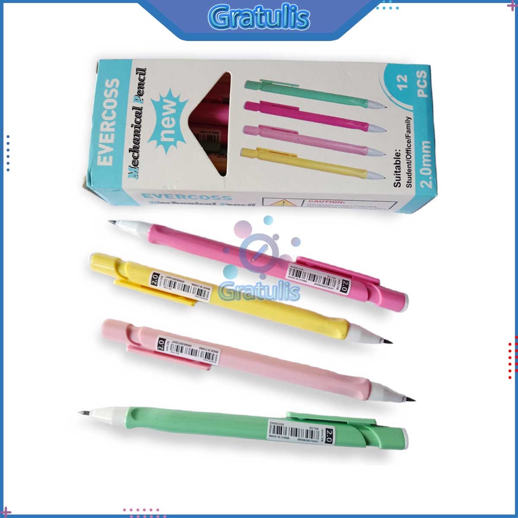 

PENSIL MEKANIK EVERCOSS EV-756 [1 PACK/2.0MM] / ALAT TULIS SEKOLAH / MECHANICAL PENCIL / PERLENGKAPAN MENGGAMBAR PINSIL ISI ULANG 1 PAK