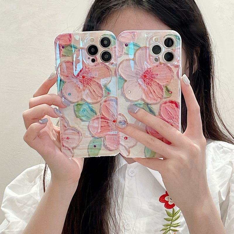 IPHONE Casing Ponsel Desain Bunga Biru Peach Blossom Single Kompatibel Dengan Iphone12 13 14 11 Pro Max X Xs Max Xr Ddcxd