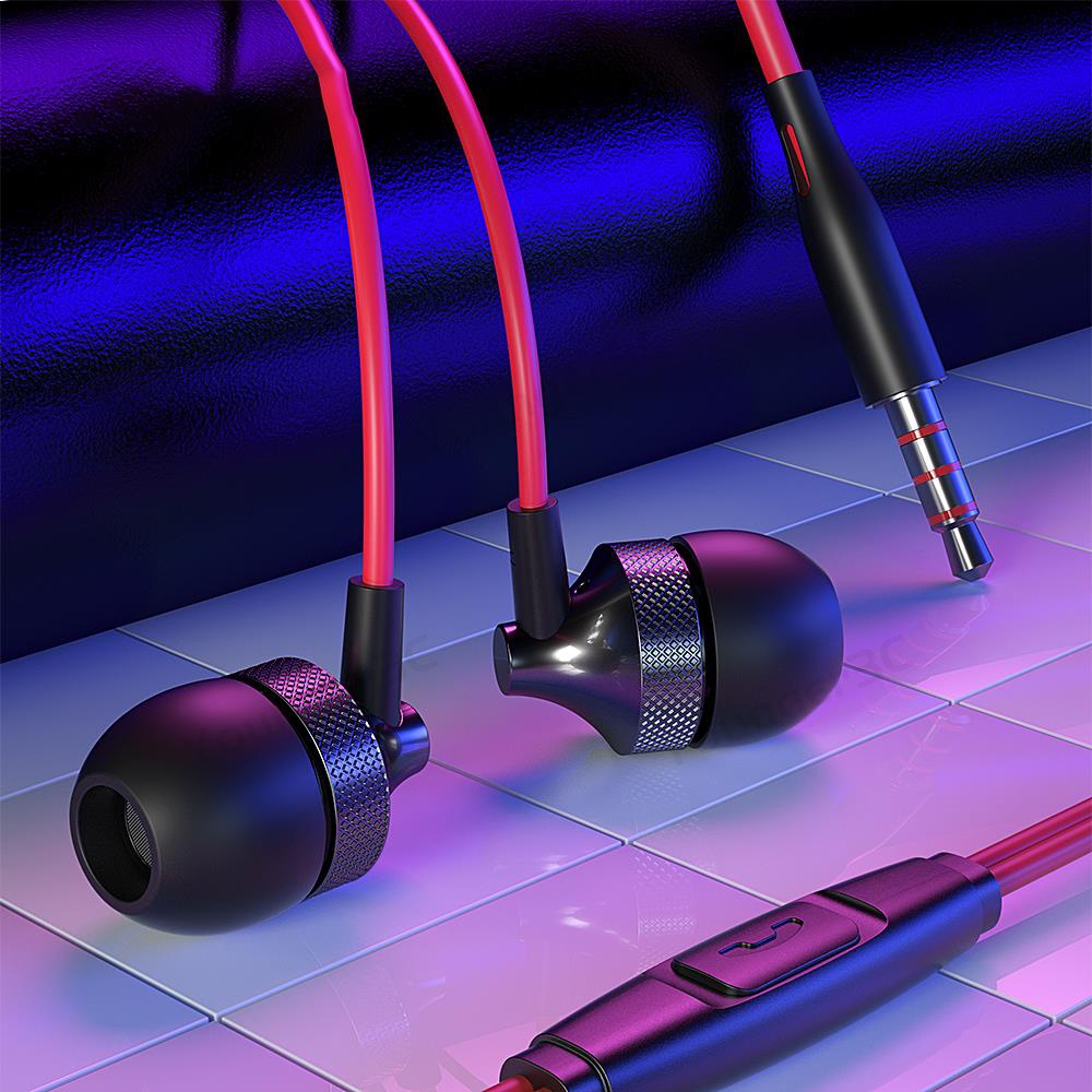 Metal 3.5MM Sleep Earphone In Ear HiFi Suara Bass Subwoofer Headset Kabel Kontrol Volume Earbud Bass Stereo Dengan Mikrofon