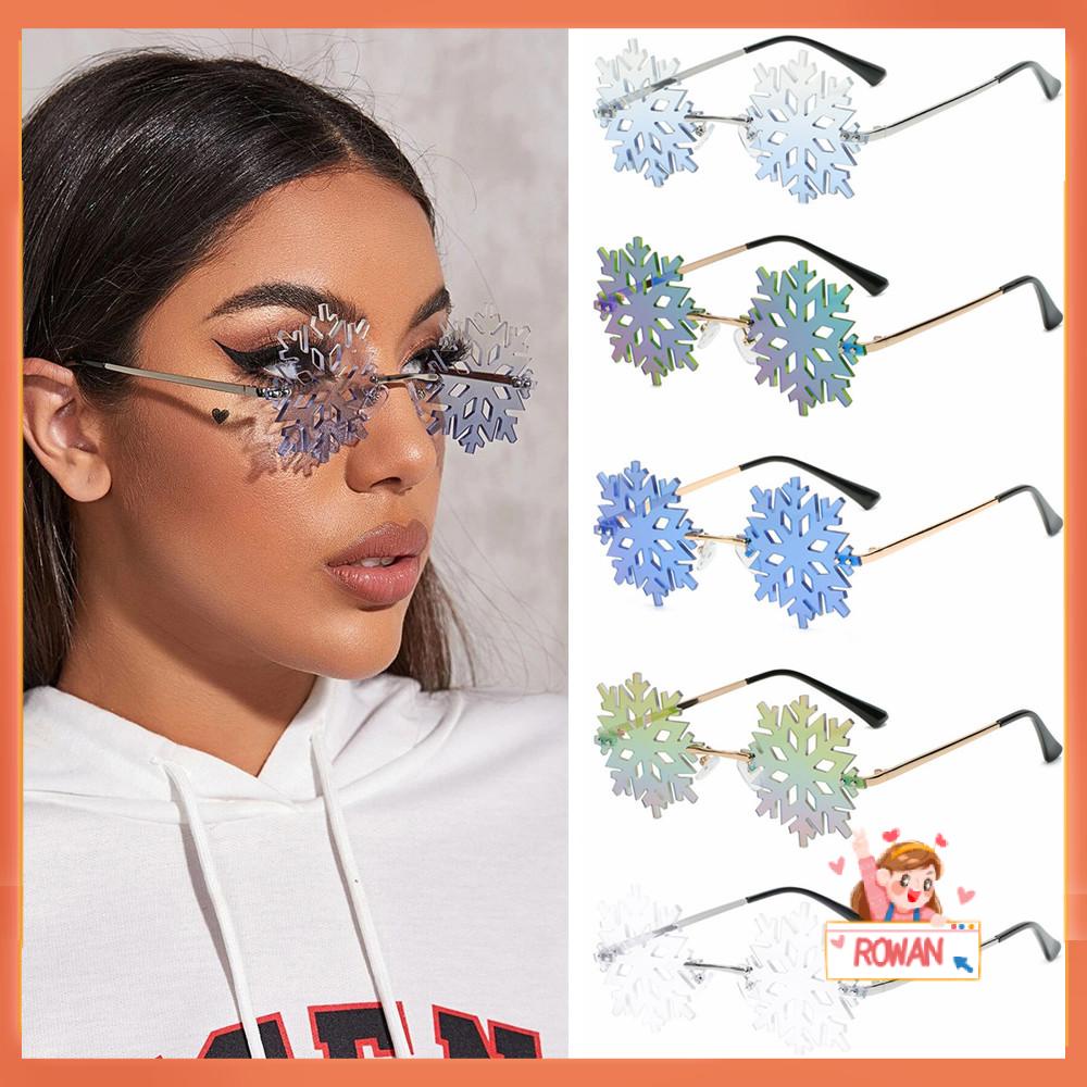 R-flower Snowflake Sunglasses Vintage Dekorasi Shristmas Untuk Wanita Pria Kacamata Pesta