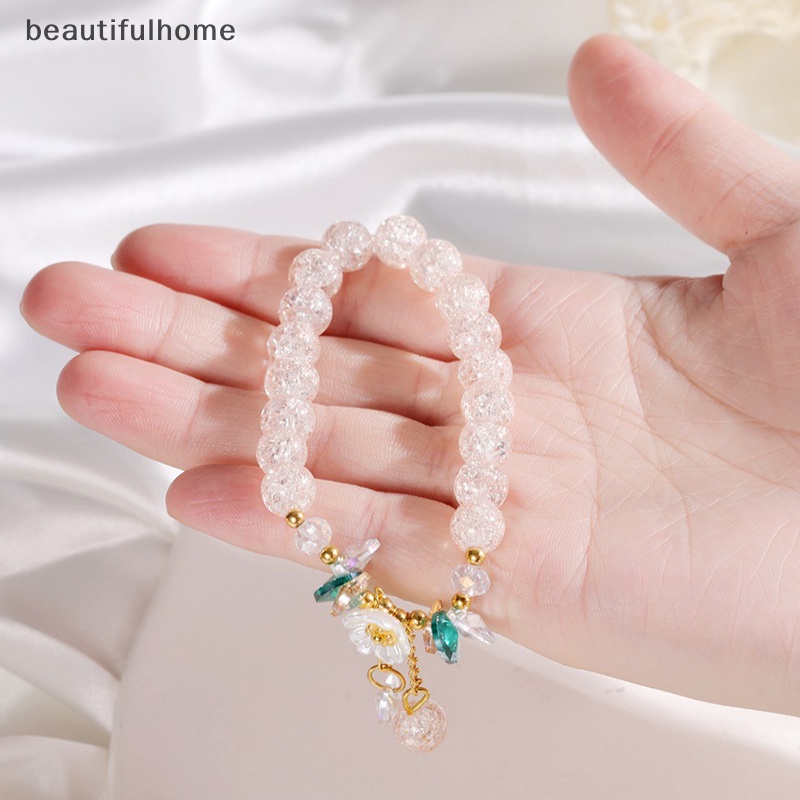 {beautifulhome} Gelang Bohemian Manik-Manik Kristal Warna-Warni Gelang Buatan Tangan Tali Elastis Perhiasan Wanita.