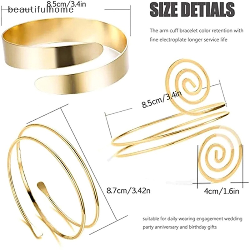 {beautifulhome} Gelang Lengan Fashion Untuk Wanita Perempuan Mental Terbuka Upper Arm Bangle Bracelet Sederhana Adjustable Armlet Armband.