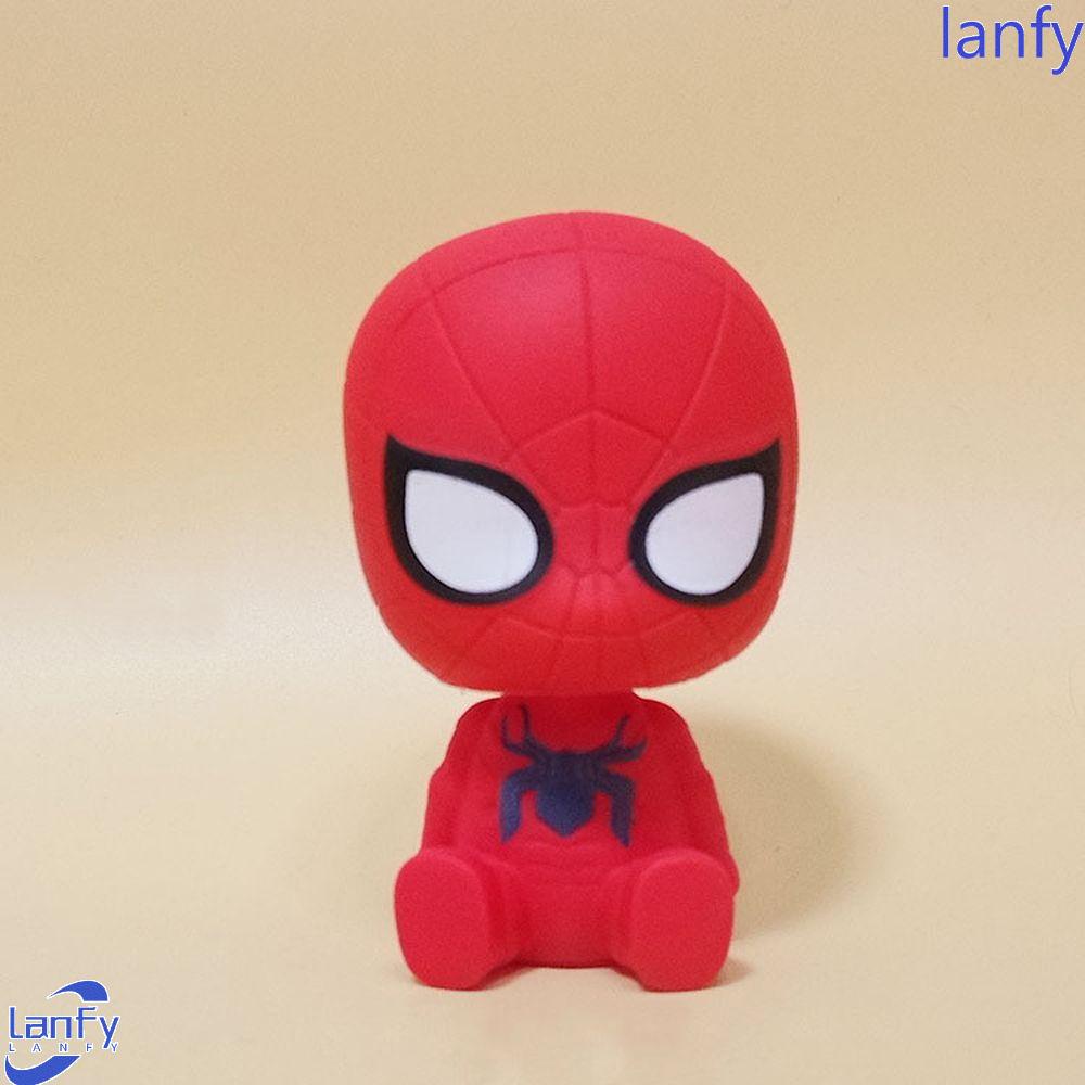 Lanfy Marvel Avengers Koleksi PVC Iron Man Anime Kue Hias SpiderMan