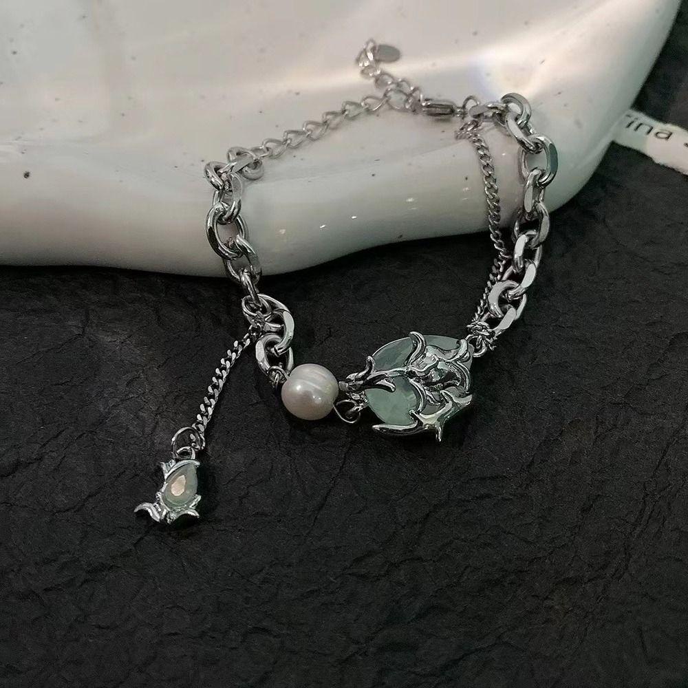 Needway Wanita Rumbai Kalung Manis Kepribadian Keren Mutiara Fashion Perhiasan Alloy Titanium Steel Gadis Gelang Untuk Hadiah Gadis