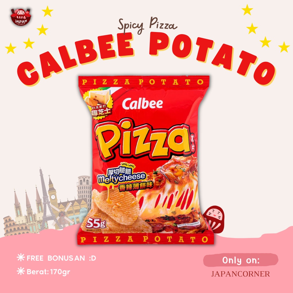 Calbee potato chips spicy pizza