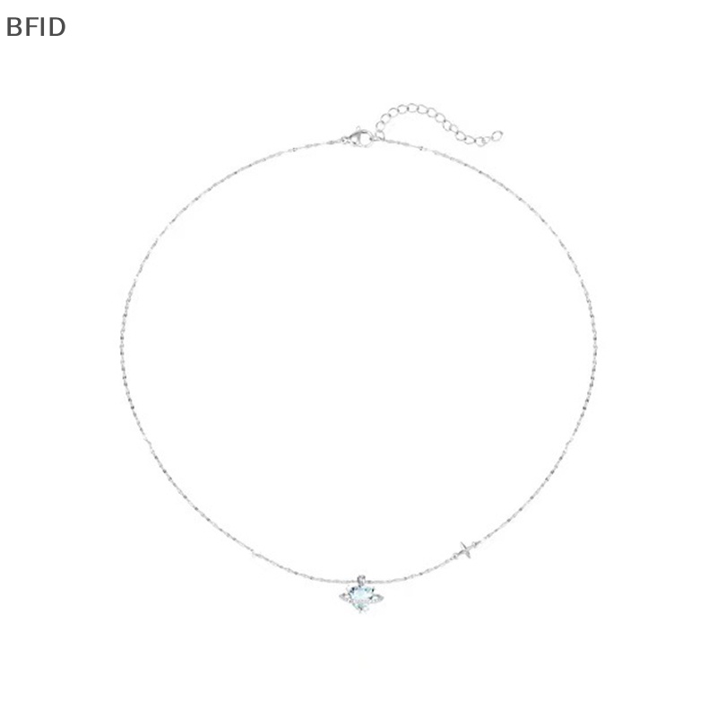 [BFID] Korea Fashion Kalung Berbentuk Hati Zirkon Kalung Liontin Temperamen Rantai Klavikula Untuk Wanita Perhiasan Hadiah Pesta Ulang Tahun [ID]