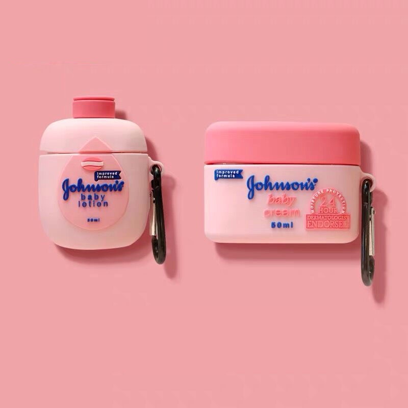 3d Baby Body Lotion Pink Botol Penutup Case Pelindung Anti Jatuh Dengan Pengait Untuk Airpods1 2 Pro i12 inpods 12 13 Pro i13