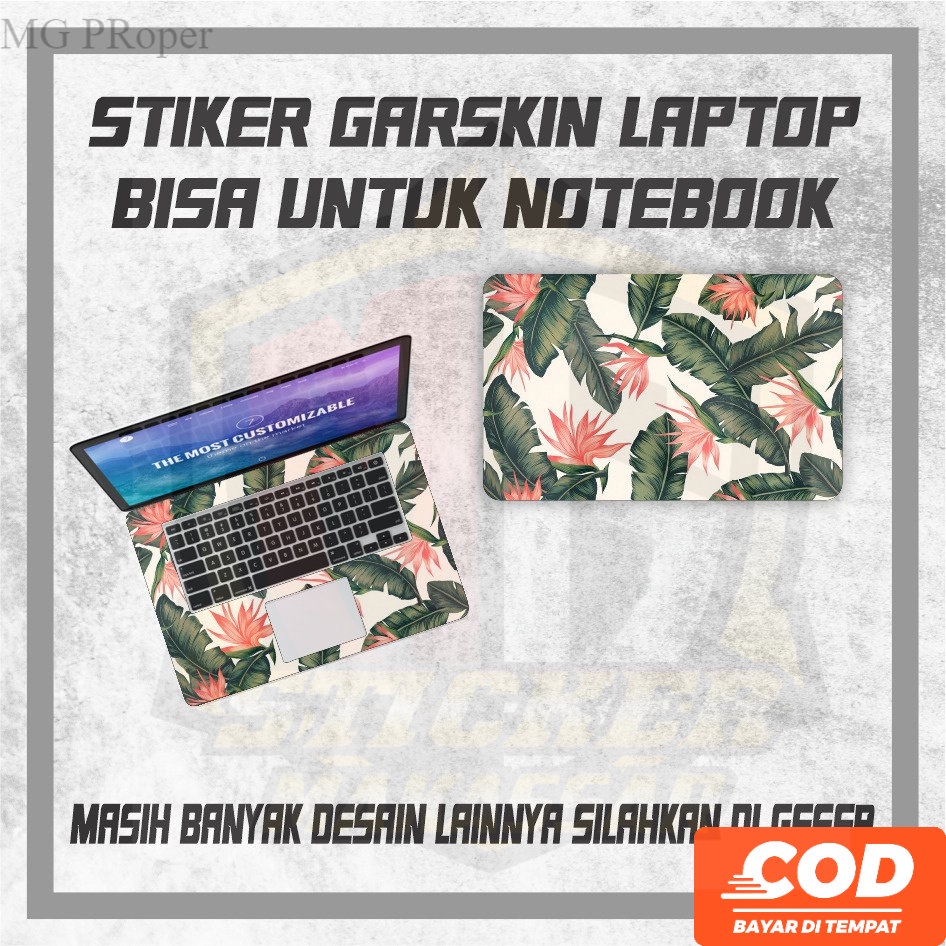 Stiker stiker laptop aesthetic Garskin Laptop Lenovo Notebook Motif Bunga dan Daun Terbaru Multigrafika