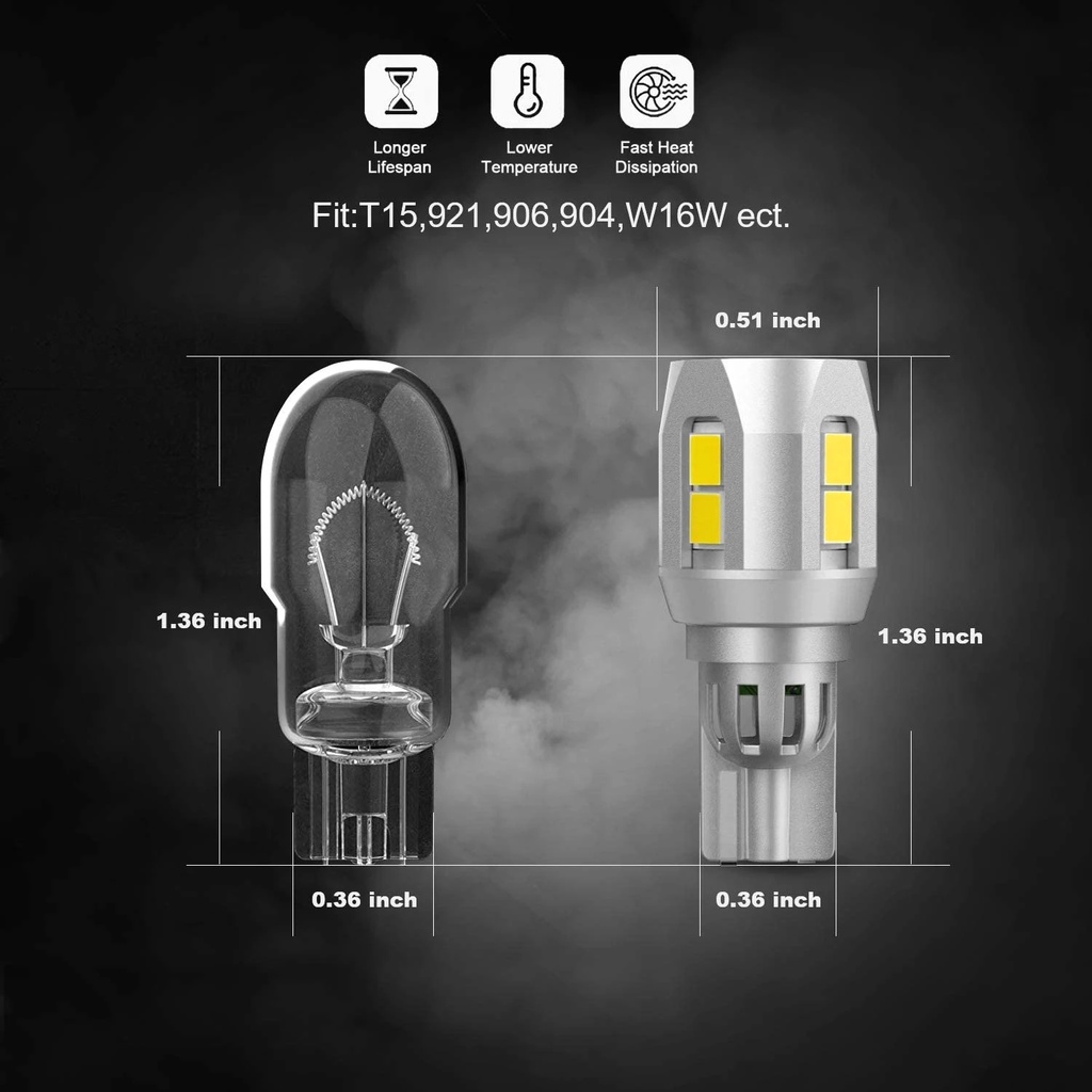 2pcs Canbus W16W T15 T16 Bohlam Led912 921super Terang LED Cadangan Mobil Lampu Mundur Lampu Ekor 10SMD 2835 Xenon Putih 12V