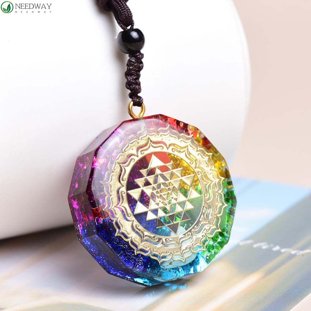 Needway 7chakara Orgonite Pendant DIY Sparkly Wanita Perhiasan Relaksasi Kalung Aksesoris Handmade Energey Kristal Charms