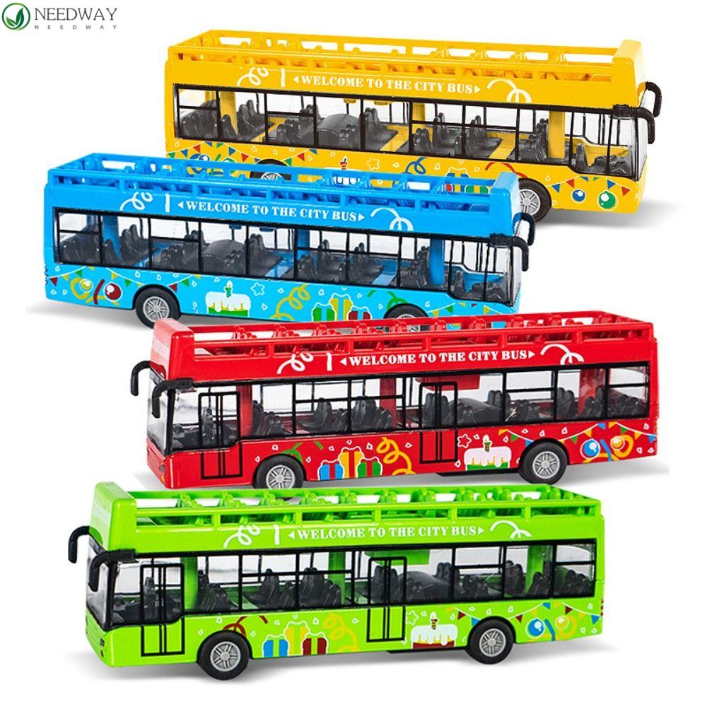 Needway Double Decker Bus Model Bus Mainan Mobil Mainan Edukasi ABS 4roda Mobil Indah Model Bus Model Mainan Untuk Balita Anak