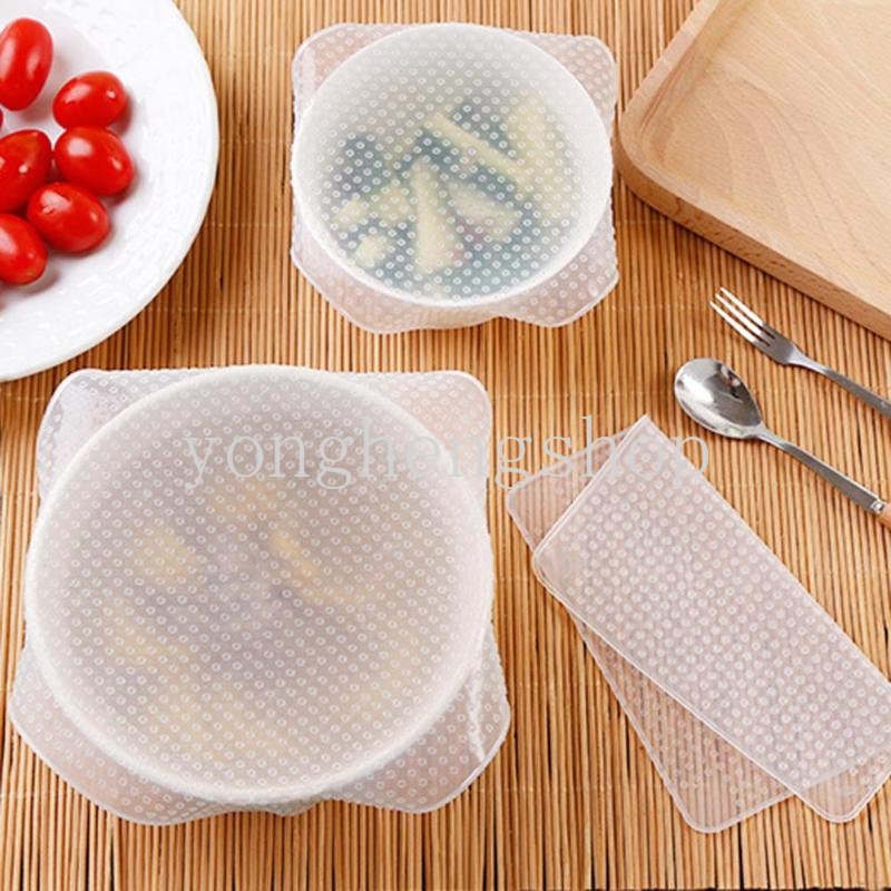 Silikon Bungkus Makanan Bening Cling Film Multifungsi Reusable Stretchable Lid Kulkas Food Preservation Seal Covers Fresh Keeping Bowl Cover Kitchen Gadget