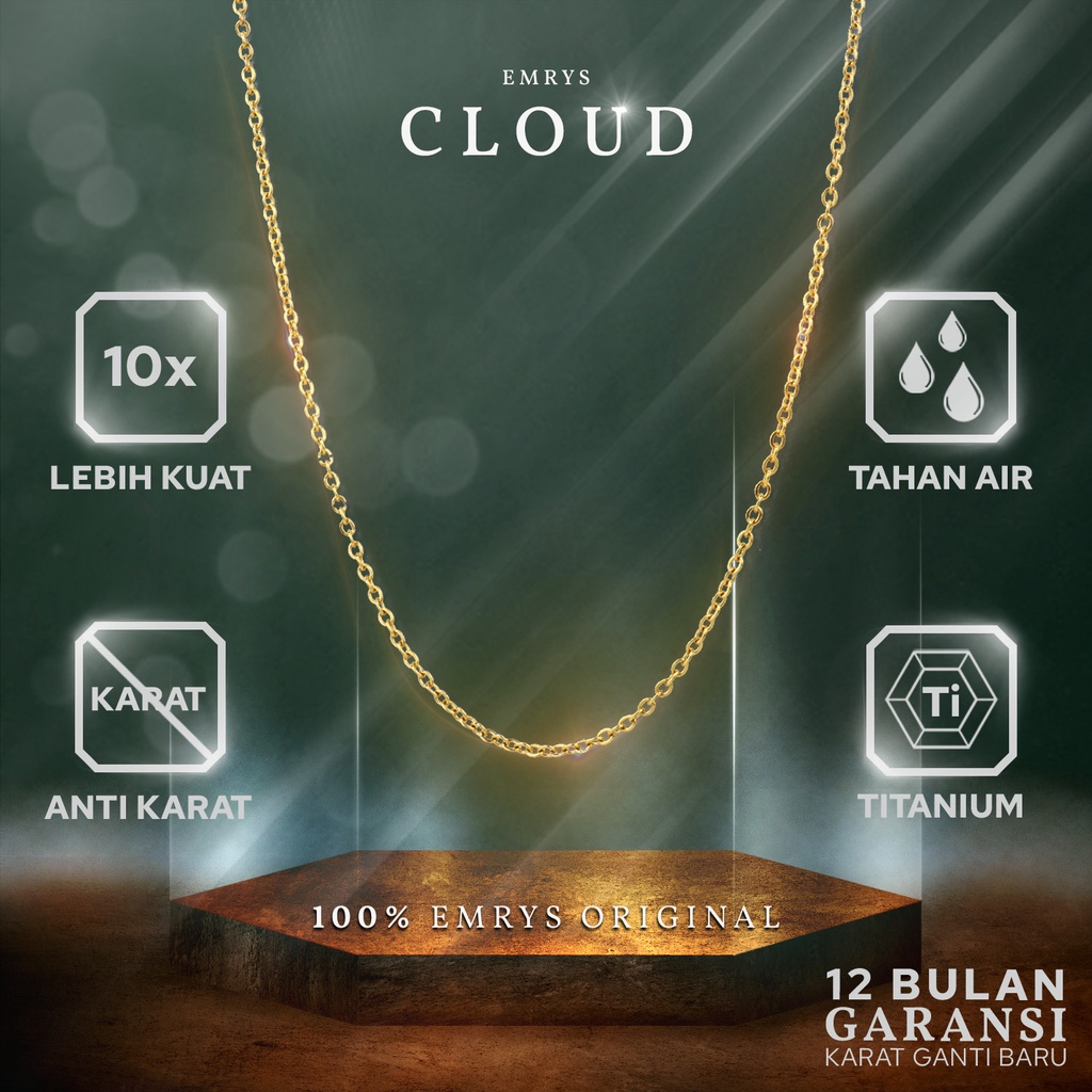 Emrys Necklace CLOUD Real Titanium Anti Karat Kalung Titanium Pria Wanita