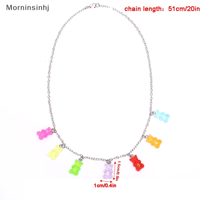 Mornin Baja Titanium Handmade Warna Permen Kartun Beruang Pesona Kalung Wanita Perhiasan id