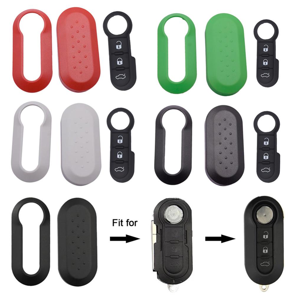 Openmall 3Pcs /set 3tombol Remote Dimodifikasi Flip Silica Kunci Mobil Shell Cover Blade Key Cover Case Untuk Fiat500Panda Punto Bravo D2X1