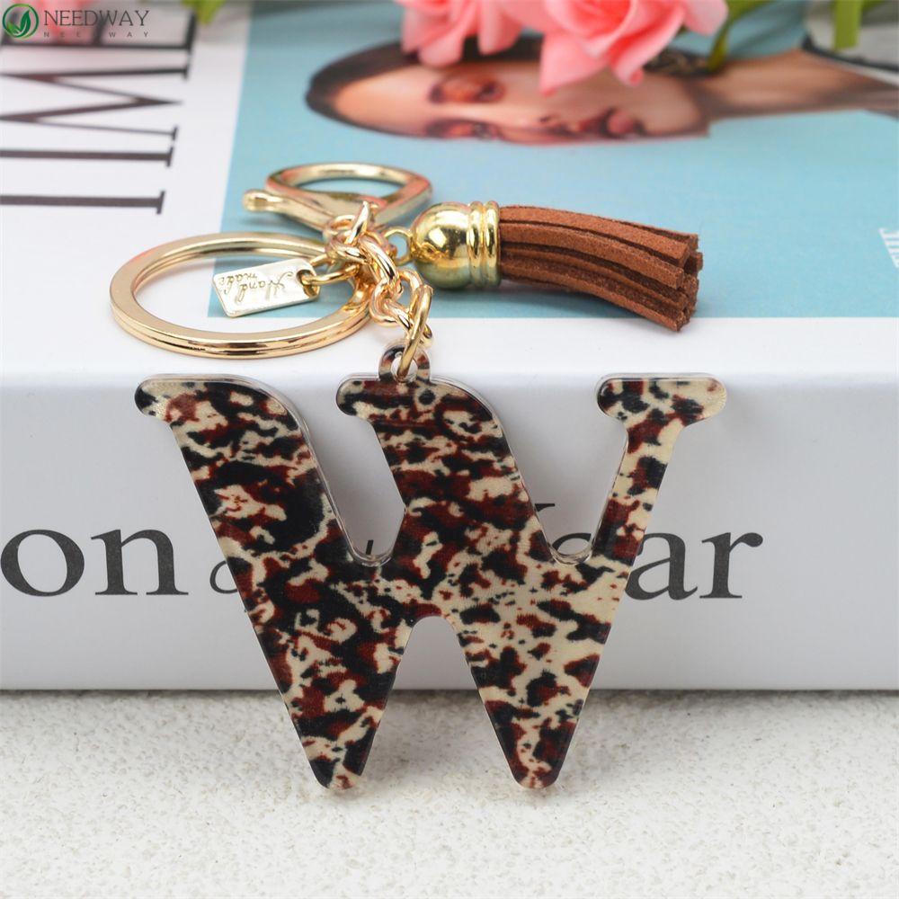 NEEDWAY 26huruf Gantungan Kunci 1PC Resin Aksesoris Tempat Kunci Perhiasan Gantungan Kunci Mobil Handbag Charms Alphabet Key Chain