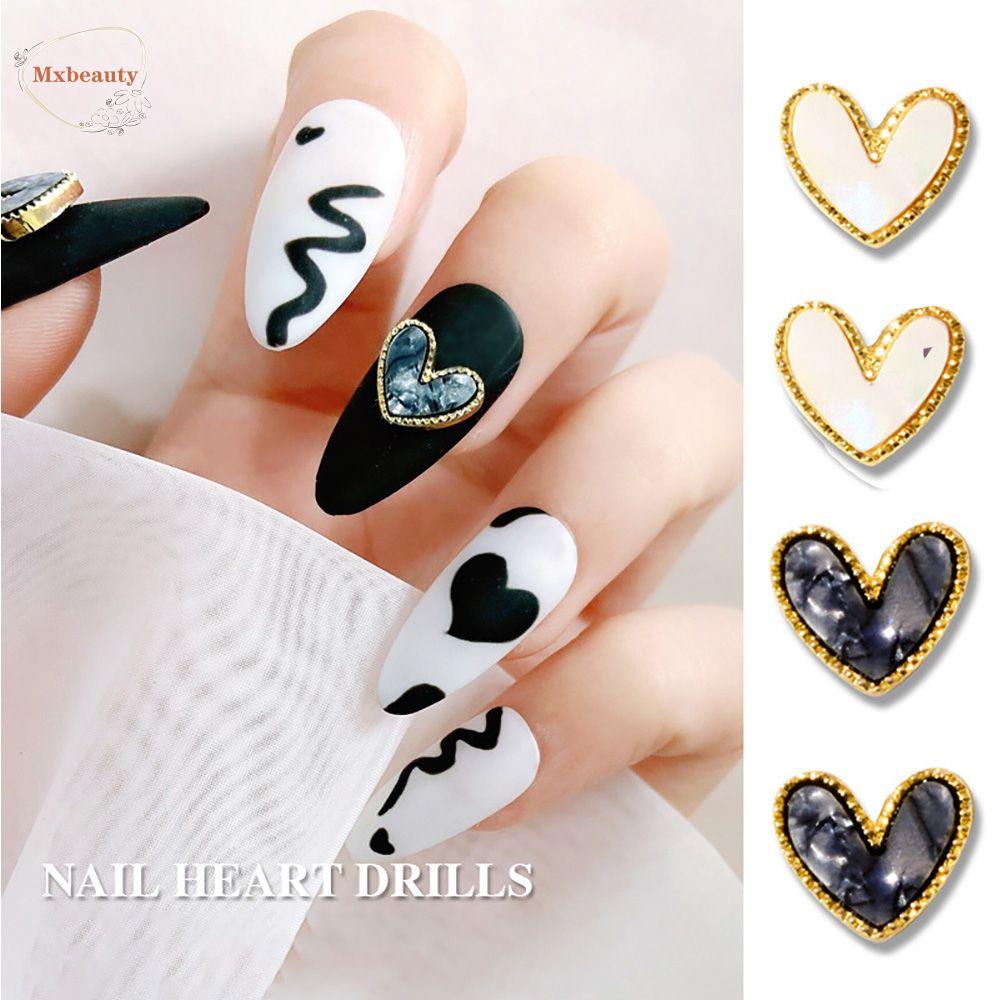 MXBEAUTY 3d Nail Art Perhiasan 10pcs /Set Mewah Manicure Nail Drills Peach Cinta Alloy Aksesoris Kuku Set