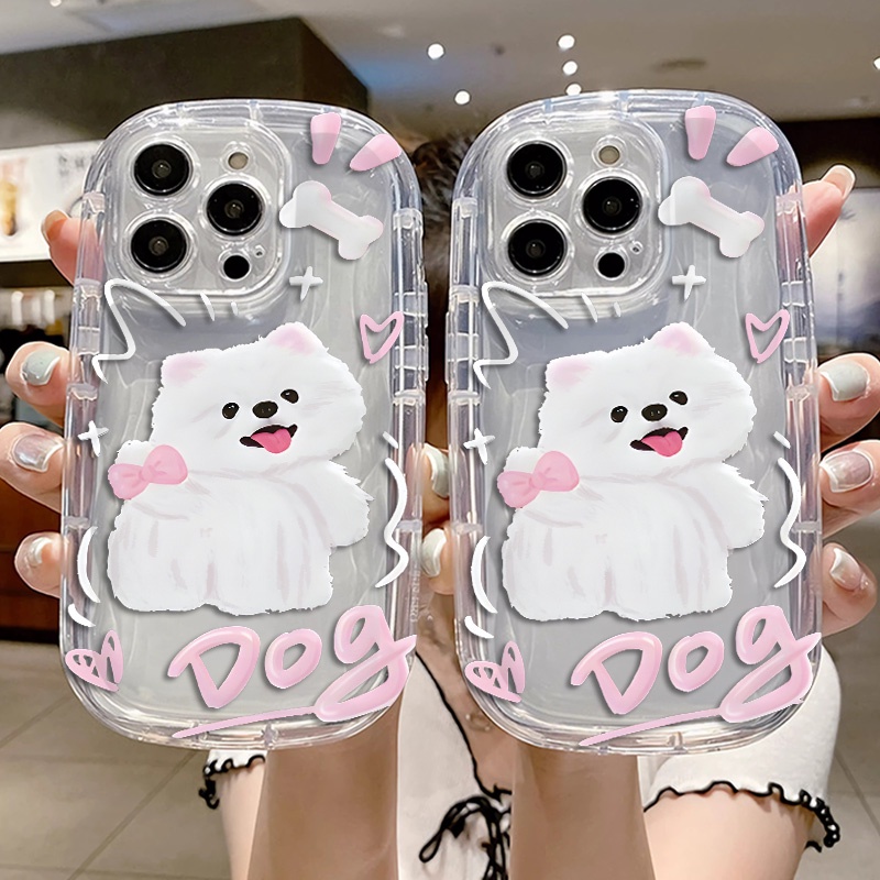 IPHONE Casing Ponsel Lembut Anjing Lucu Kompatibel Untuk Iphone14 12 13 11 Pro XS Max Casing XR X 8+ 7plus TPU Shockproof Transparan Cover Silikon