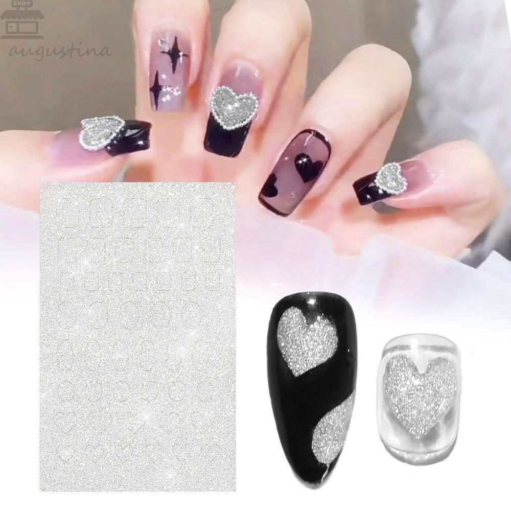 AUGUSTINA Agustina Stiker Kuku Laser Shiny Aurora Symphony Love Dengar Dekorasi Nail Art DIY