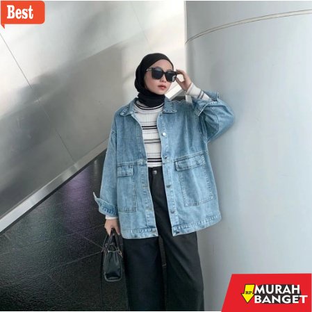 Jaket denim wanita terbaru- JAKET JEANS JUMBO WANITA LD 100-140 / JAKET DENIM OVERSIZE / JAKET ARETH