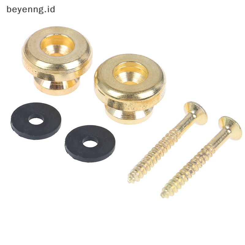Beyen 2PCS /Pasang Kunci Tali Gitar chrome belt lock button buckle Aksesoris Gitar ID