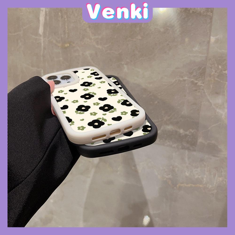 VENKI - Untuk iPhone 11 iPhone Case Matte Blister Soft Case Black Beige Shockproof Protection Camera Simple Flower Kompatibel dengan iPhone14 13 Pro max 12 Pro Max xr xs 7Plus 8Plus