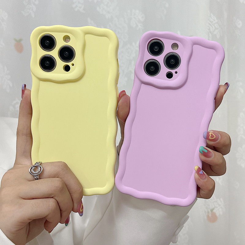 【Macaron Wave】So Pretty Skin Feel SoftCase IPhone 7 8 Plus X Xr XS Max IPhone 11 12 13 14 Pro Max Women's Fashion Camera Protect Phone Case